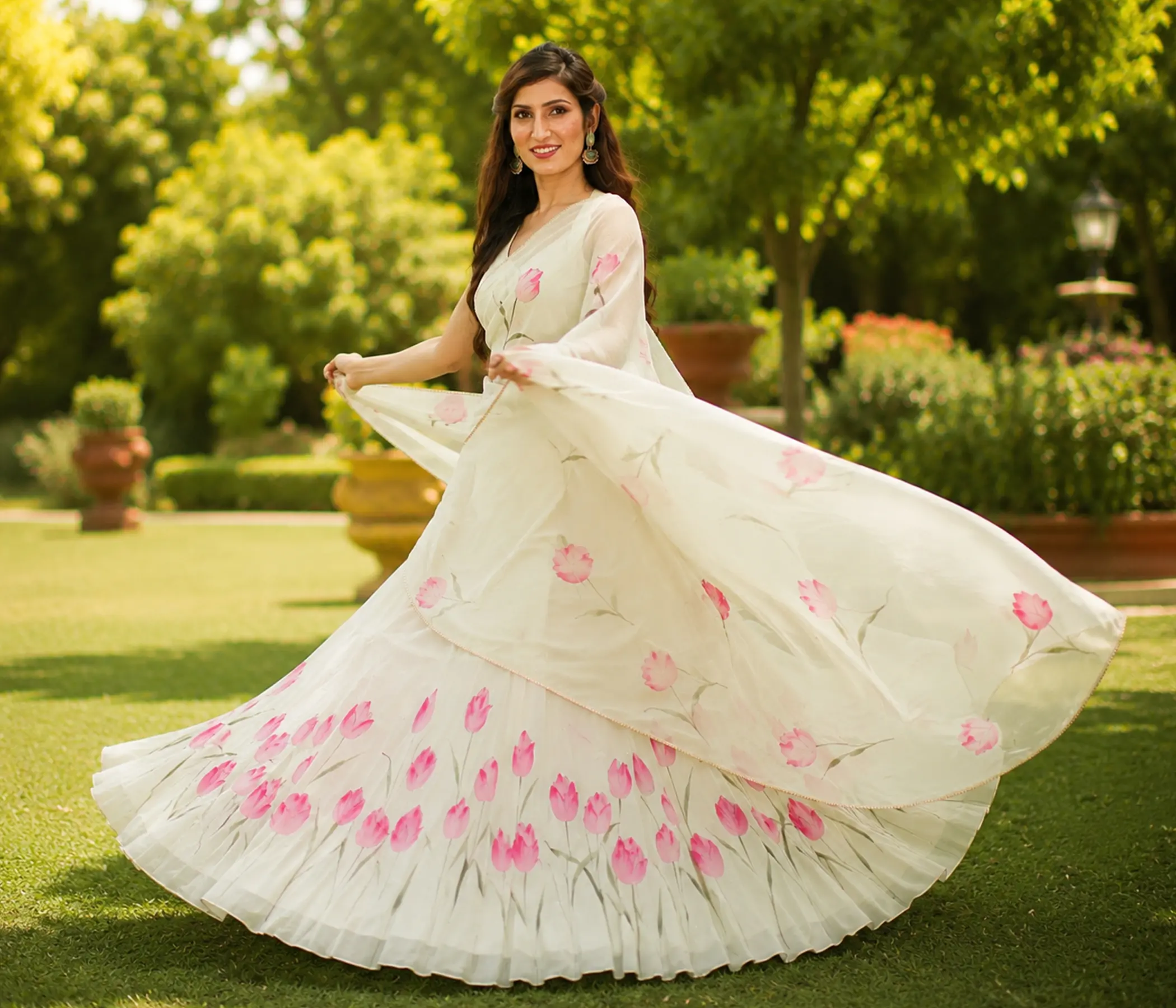 Pastel Green Organza Artisan Lehenga | a perfect traditional Indian Wedding Dress